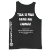 Talk is Cheap Shirt BACK Front view of the Weights & Glory 'Talk is Cheap' tank top featuring Proverbs 14:23; 'All hard work brings a profit, but mere talk leads to poverty.'