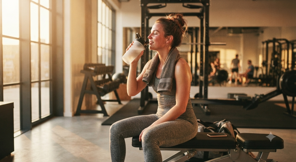 drinking water at gym