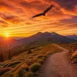 peaceful mountain and sky
