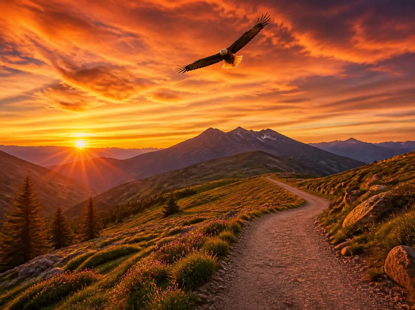 peaceful mountain and sky