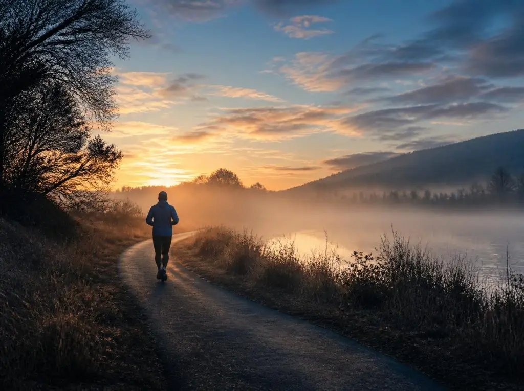 running besides river